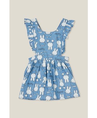 Cotton On Kids - Paige Ruffle Pinafore Dress-Lcn - Lcn miff mid blue/miffy chambray