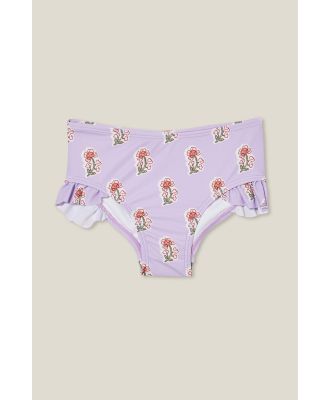 Cotton On Kids - Pippa Ruffle Bikini Bottom - Lilac drop/flora flower stamp
