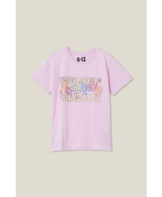 Cotton On Kids - Pippy Short Sleeve Tee - Pale violet/peace love