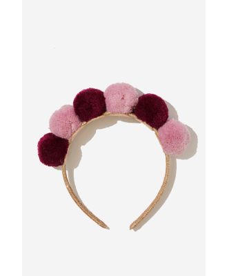 Cotton On Kids - Pom Pom Headband - Crushed berry/chalky mauve