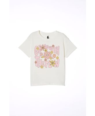 Cotton On Kids - Poppy Short Sleeve Graphic Print Tee - Vanilla/grow with the flow