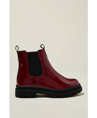 Cotton On Kids - Pull On Gusset Boot - Burgundy patent