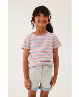 Cotton On Kids - Raya Rib Baby Tee - Rainbow stripe
