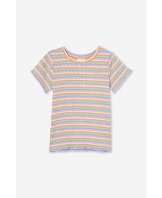 Cotton On Kids - Raya Rib Baby Tee - Retro rainbow stripe rib