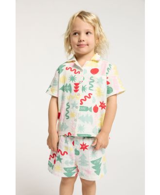 Cotton On Kids - Riley Kids Unisex Short Sleeve Pyjama Set - Vanilla/geo christmas