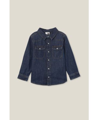Cotton On Kids - Rugged Western Long Sleeve Shirt - Sorrento dark blue