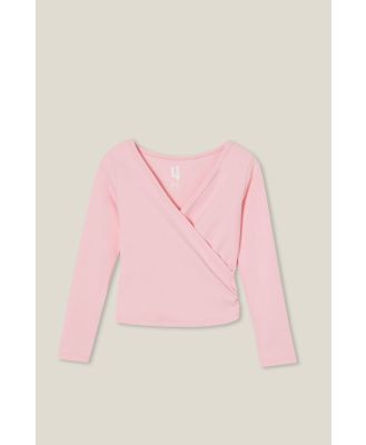 Cotton On Kids - Scarlett Long Sleeve Wrap Top - Blush pink
