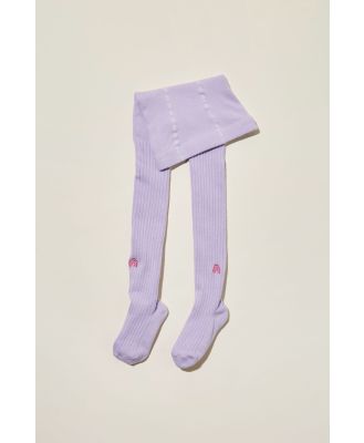 Cotton On Kids - Solid Tights - Lilac drop/rainbow emb