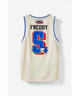 Cotton On Kids - Sonic Basketball Tank Personalised - Lcn seg rainy day/sonic the hedgehog