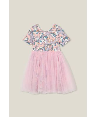 Cotton On Kids - Sophia Dress Up Dress - Unicorn rainbow/blush pink