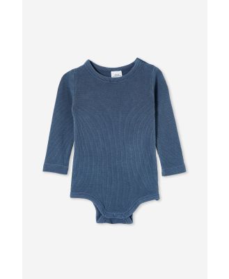 Cotton On Kids - The Long Sleeve Rib Bubbysuit - Petty blue wash