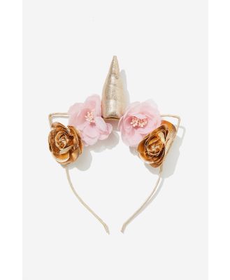 Cotton On Kids - Unicorn Headband - Pink & goldy flowers