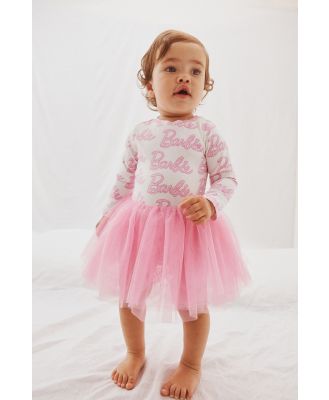 Cotton On Kids - Victoria Long Sleeve Tulle Dress Lcn - Lcn mat vanilla/barbie yardage