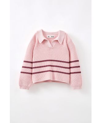 Cotton On Kids - Vida Knit Jumper - Blush pink/vintage berry stripe