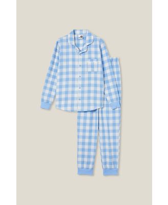 Cotton On Kids - Wilson Long Sleeve Pyjama Set - Dusk blue/gingham