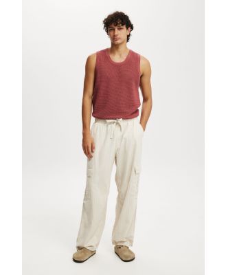 Cotton On Men - Baggy Resort Cargo Pant - Oatmeal herringbone