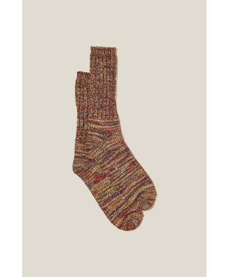 Cotton On Men - Chunky Knit Sock - Yellow/red/navy