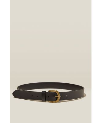 Cotton On Men - Leather Dad Belt - Black/brushed gold