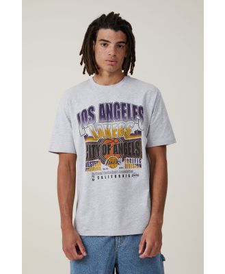 Cotton On Men - Los Angeles Lakers Nba Loose Fit T-Shirt - Lcn nba light grey marle/lakers -cityscape