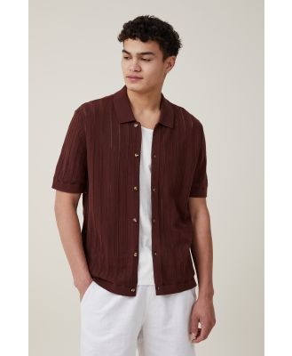 Cotton On Men - Pablo Short Sleeve Shirt - Brown ladder
