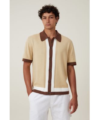 Cotton On Men - Pablo Short Sleeve Shirt - Tan cable border