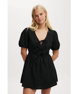 Cotton On Women - Allegra Tie Detail Mini Dress - Black