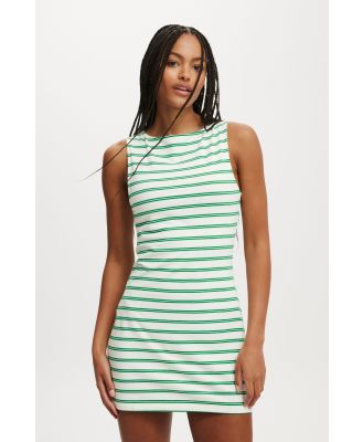 Cotton On Women - Bella Boat Neck Mini Dress - Lily stripe green