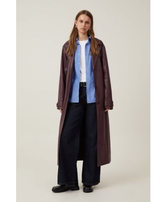 Cotton On Women - Brooklyn Faux Leather Trench Coat - Berry