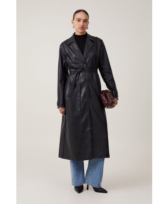 Cotton On Women - Brooklyn Faux Leather Trench Coat - Black