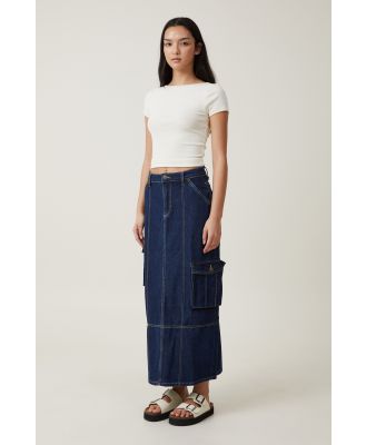 Cotton On Women - Cargo Denim Maxi Skirt - Rinse blue