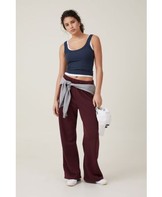 Cotton On Women - Classic Fleece Wide Leg Sweatpant - Deep berry