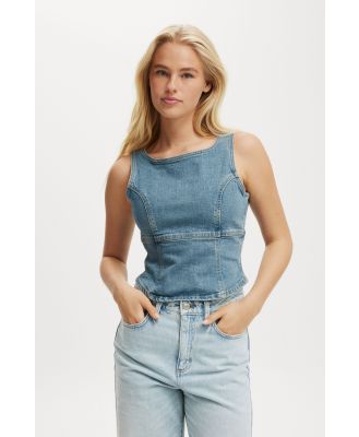 Cotton On Women - Codie Denim Corset - Jewel blue