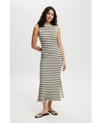 Cotton On Women - Crochet Maxi Dress - Black/white squiggle stripe