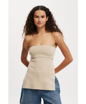 Cotton On Women - Double Knit Fold Over Bandeau - Mid taupe