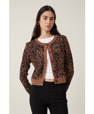 Cotton On Women - Everfine Crew Neck Cardigan - Leopard print