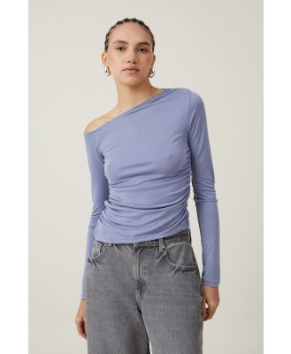 Cotton On Women - Gabby Off The Shoulder Long Sleeve Top - Elemental blue