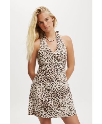 Cotton On Women - Haven Halter Mini Dress - Leopard