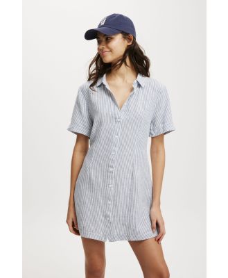 Cotton On Women - Haven Mini Shirt Dress - Gigi stripe elemental blue