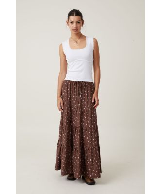 Cotton On Women - Haven Tiered Maxi Skirt - Esme ditsy dark oak