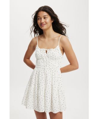 Cotton On Women - Haven Tiered Mini Dress - Polka dot gardenia