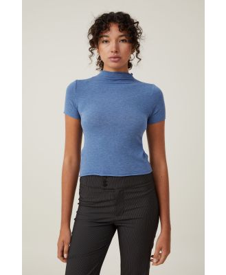 Cotton On Women - Hazel Mock Neck Short Sleeve Top - Azure blue marle