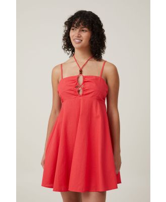Cotton On Women - Isla Beaded Halter Mini Dress - Summer red