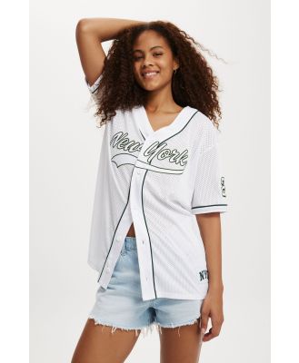 Cotton On Women - Jersey Graphic Baseball Shirt - New york/ white