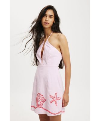 Cotton On Women - Jet Set Halter Beaded Mini Dress - Pink