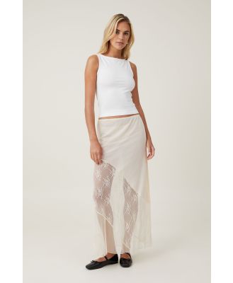 Cotton On Women - Lace Panel Maxi Skirt - Coconut