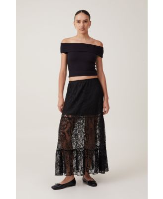 Cotton On Women - Lace Tiered Maxi Skirt - Black