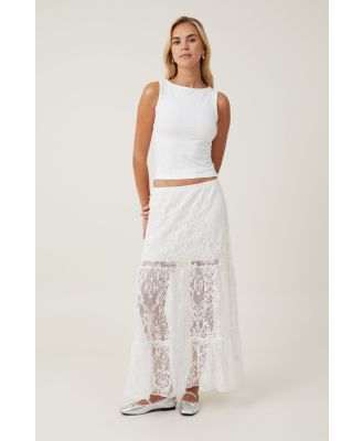 Cotton On Women - Lace Tiered Maxi Skirt - White