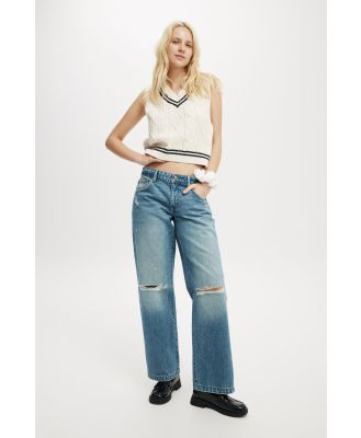 Cotton On Women - Low Rise Straight Jean - Storm blue rip