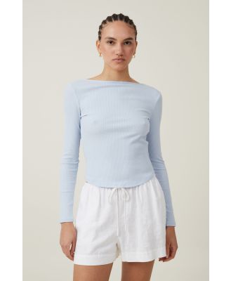 Cotton On Women - Margot Boat Neck Long Sleeve Top - Coastal blue
