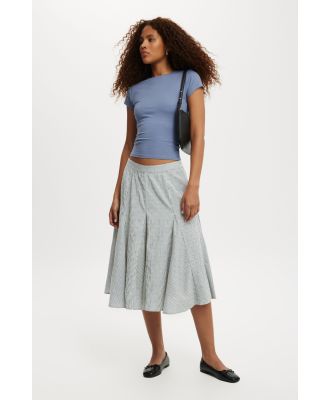 Cotton On Women - Margot Godet Midi Skirt - Leni stripe blue/ ecru